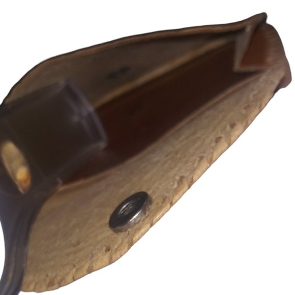 VTG Kane M Hindu Woman Leather Side Stitched Brown Coin Purse Snap Closure Bag - Picture 4 of 8